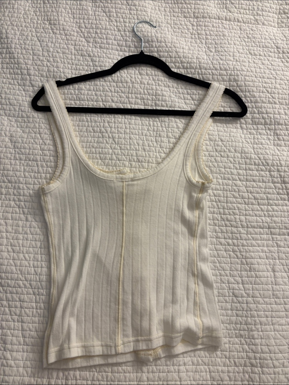 Free People Cream Ribbed Button-Front Tank - Picture 2 of 2